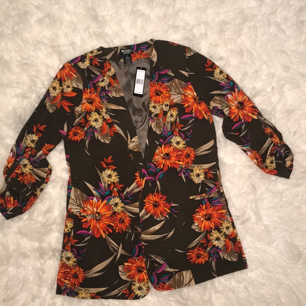 Flowery Green Olive Blazer - Small